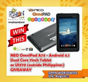 NEO OmniPad A74 7inch Android Tablet Giveaway NEO OmniPad A74 7inch Android Tablet Giveaway