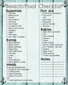 Free Printable: Beach/Pool Checklist Free Printable: Beach/Pool Checklist