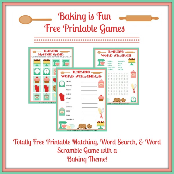 Baking Is Fun Free Printable Games