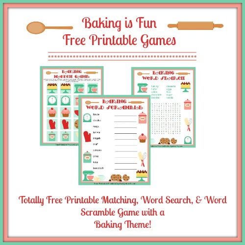 Baking Is Fun Free Printable Games