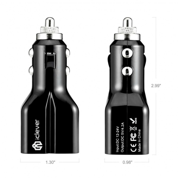 iClever 2 Port USB Car Charger 3