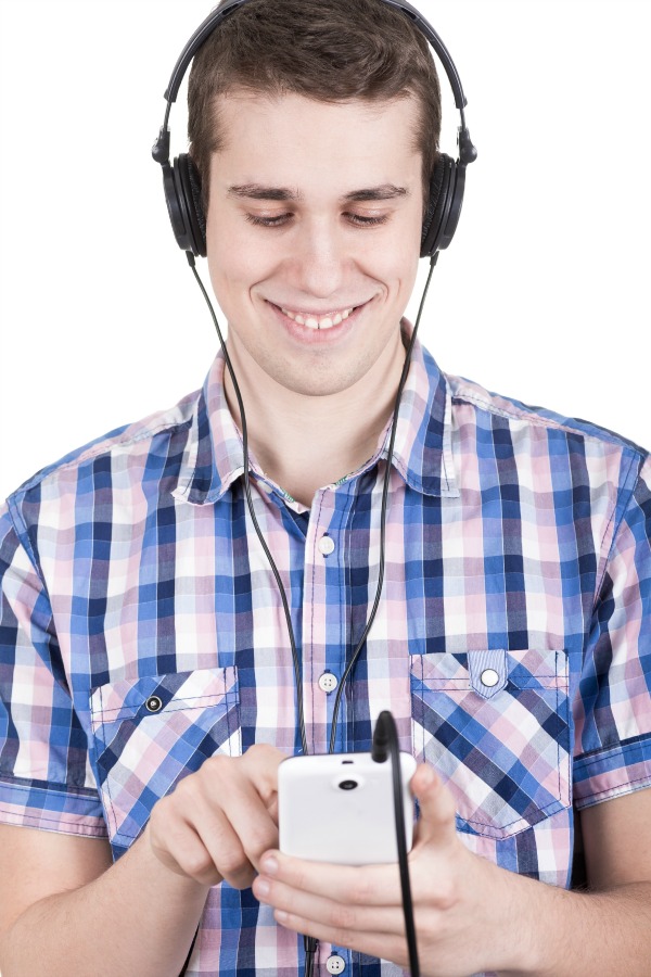 young man listening to music