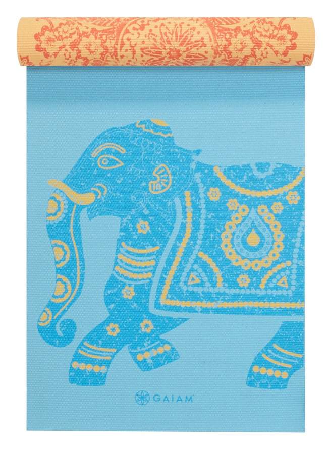 Elephant Reverse Yoga Mat Half Rolled - Blue