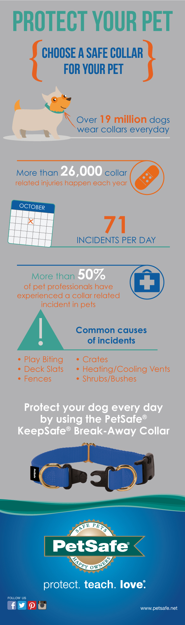 Did you 26,000 dogs a year die from collar strangulation? Learn how you prevent this with the PetSafe® KeepSafe® Break-Away Collar here! 