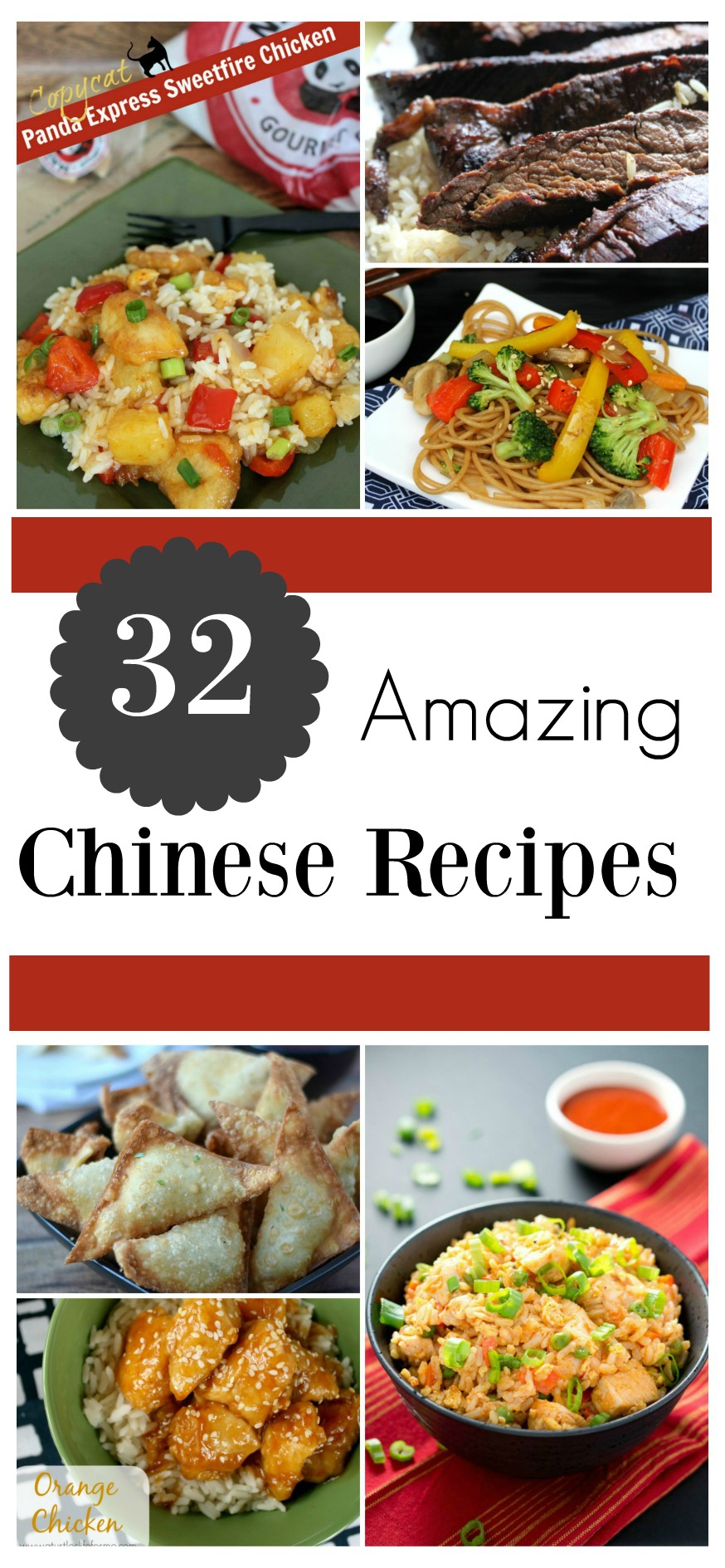 Does your family love Chinese take out? Check out these 32 Amazing Chinese Recipes, including copycat recipes & healthy version of your favorite dishes here! 