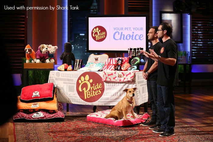 SHARK TANK - "Episode 728" - Two former advertising guys in New York try to sell the Sharks a cure for cell-phone addiction; emotions rise when entrepreneurs from Orlando, Florida talk about the inspiration behind their wireless cuddly toy that tells science and math stories to children; two pet lovers from Austin, Texas design and customize accessories for the most important member of the family: your one-of-a-kind pet; and two men from Huntington Beach, California hope they can lock up an investment deal with their high-tech "smart" tool box. Also, Lori Greiner takes 10 of her entrepreneurs - whose combined sales now total $188 million -- to the Orgill Trade Show in Orlando, Florida, on "Shark Tank," FRIDAY, APRIL 8 (9:00-10:00 p.m. EDT) on the ABC Television Network. (ABC/Beth Dubber) SEAN KNECHT, STEVEN BLUSTEIN (PRIDEBITES PET PRODUCTS)