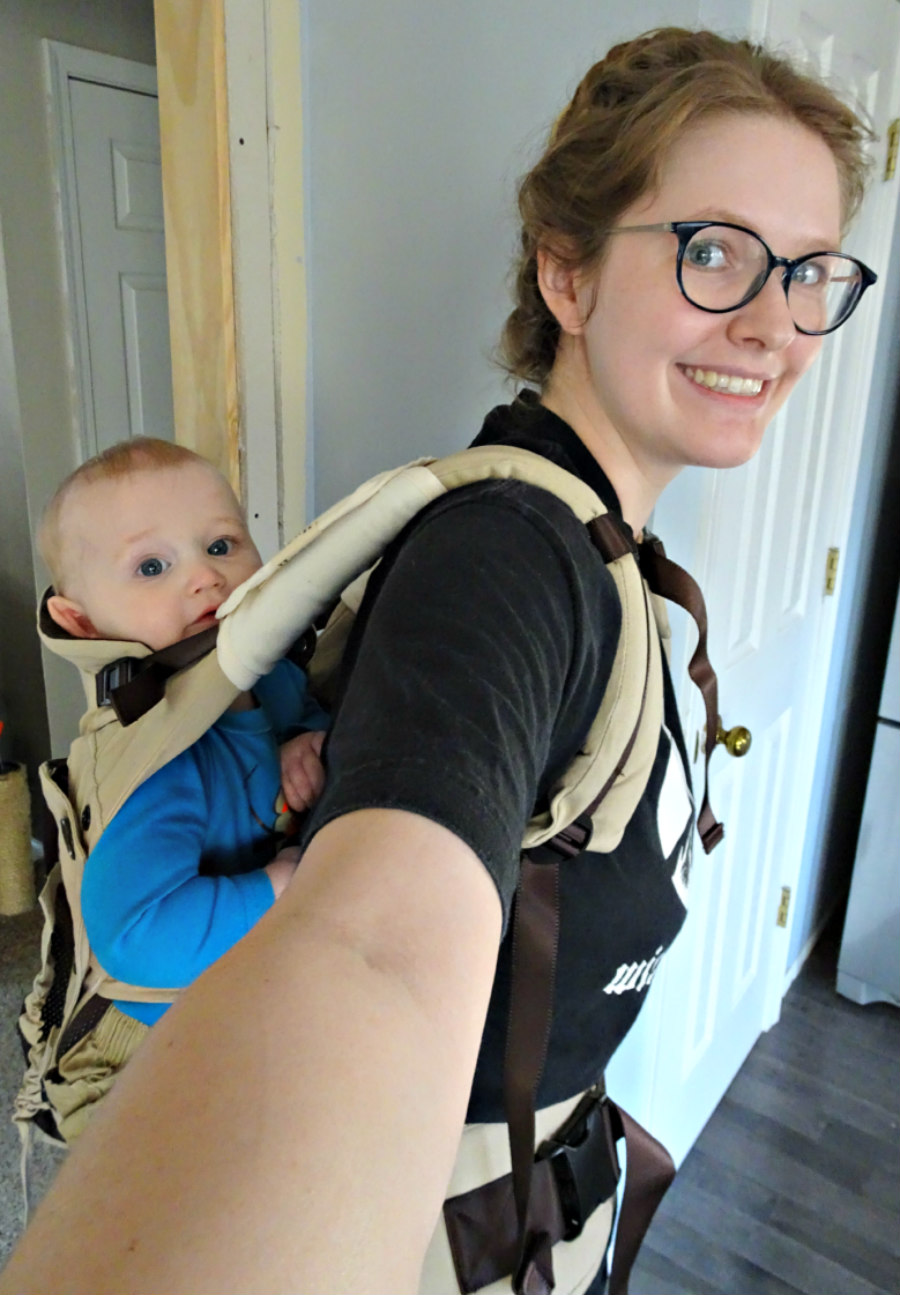 Back Carry Position Huggs Baby Carrier