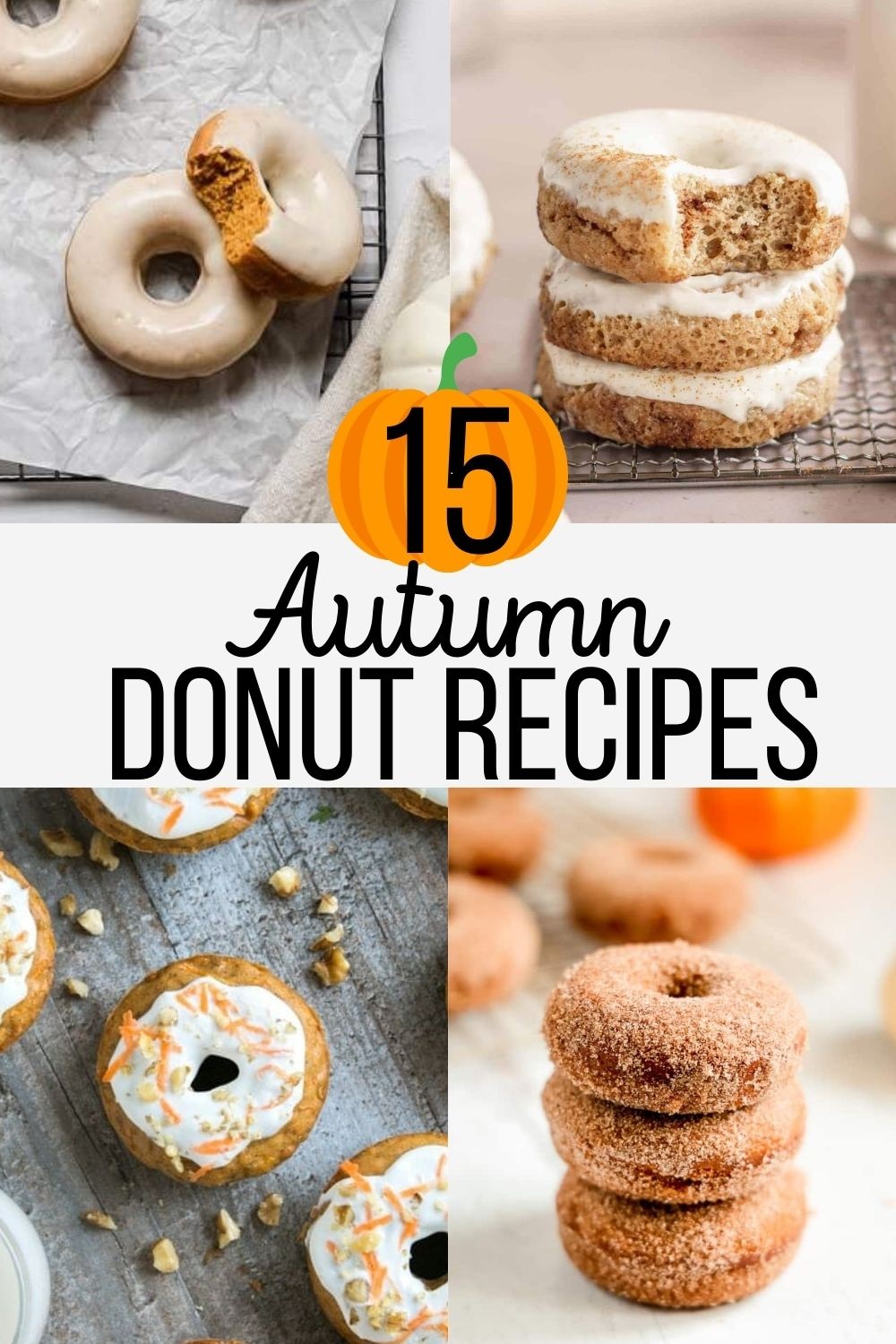 homemade donut recipes featuring pumpkin and other fall themed ingredients