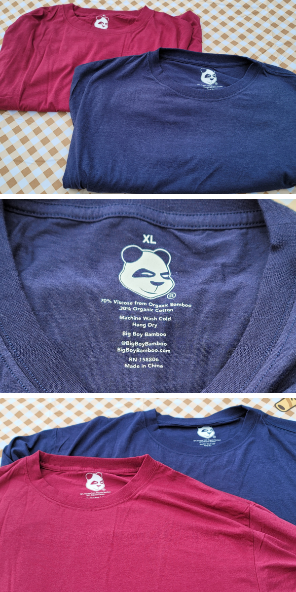 close up of Big Boy Bamboo variety of bamboo t-shirts