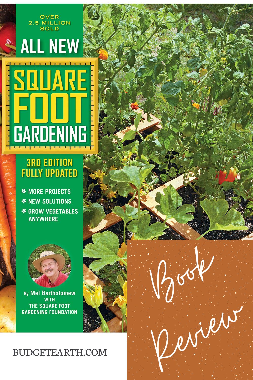 book cover for square foot gardening