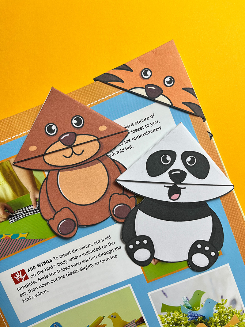 three animal bookmarks for kids