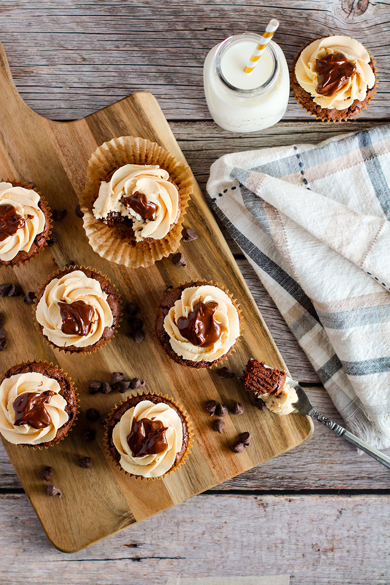 buckeye cupcake grouping on cutting board