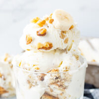 delicious no-churn ice cream with banana bread pieces