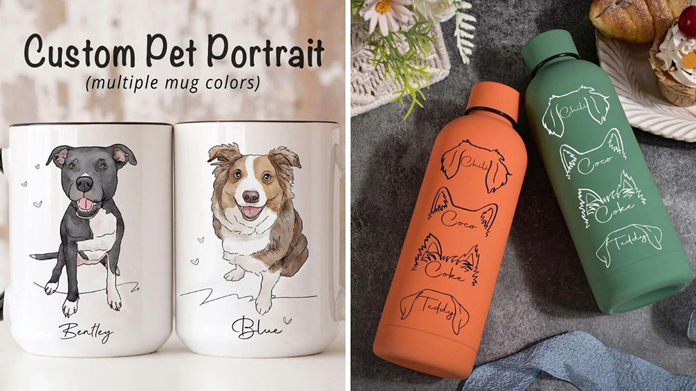water bottle & coffee mugs that are gifts for dog dads