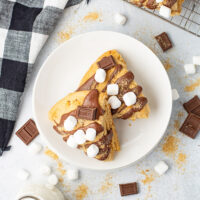 yummy freshly baked s'more scones with chocolate and marshmallows