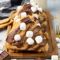 yummy freshly baked s'more scones with chocolate and marshmallows