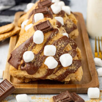 yummy freshly baked s'more scones with chocolate and marshmallows