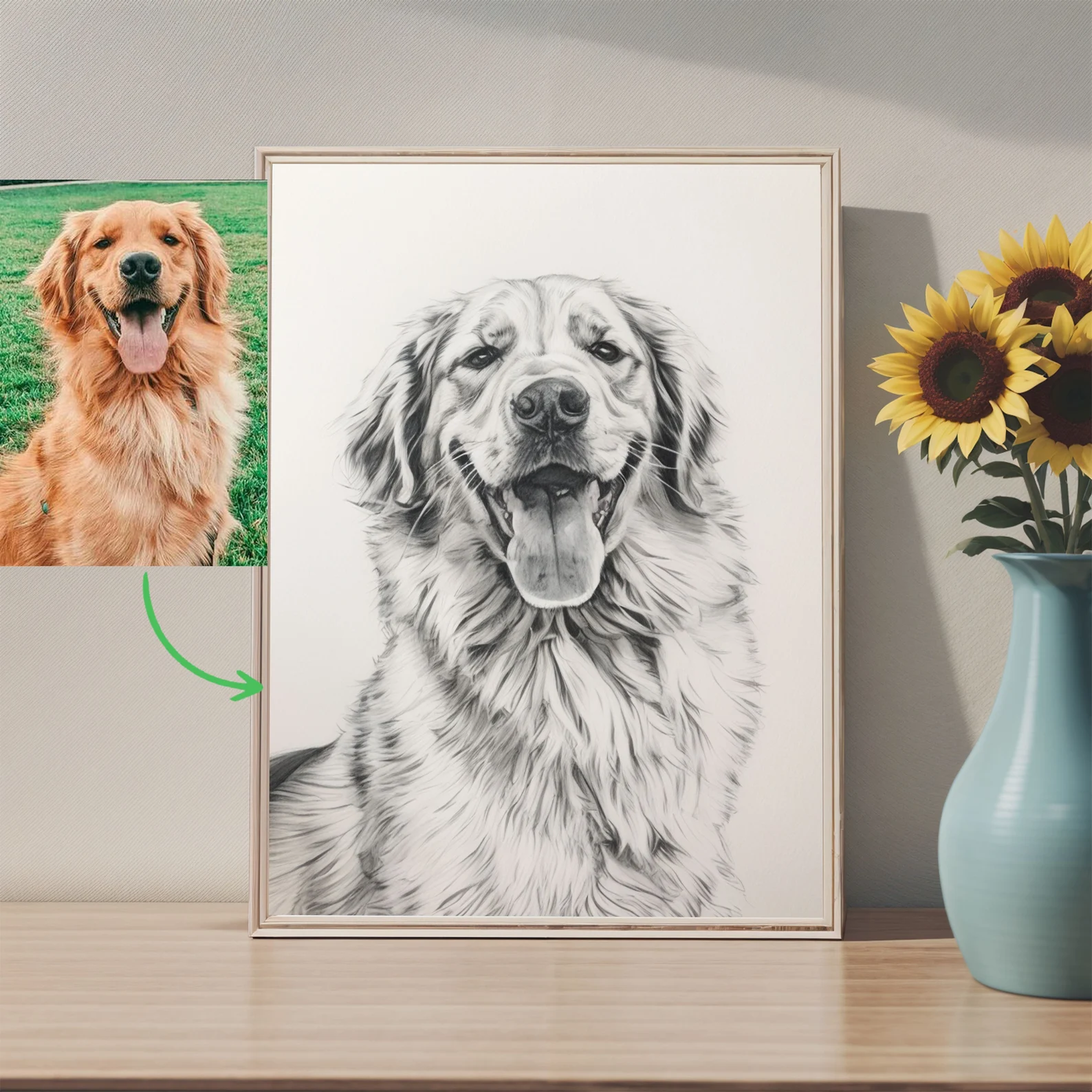 cute custom drawing of dog from gifts for dog dads gift guide