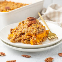 a delicious picture of fresh sweet potato casserole using our Ruth Chris Sweet Potato Casserole Recipe