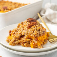 a delicious picture of fresh sweet potato casserole using our Ruth Chris Sweet Potato Casserole Recipe