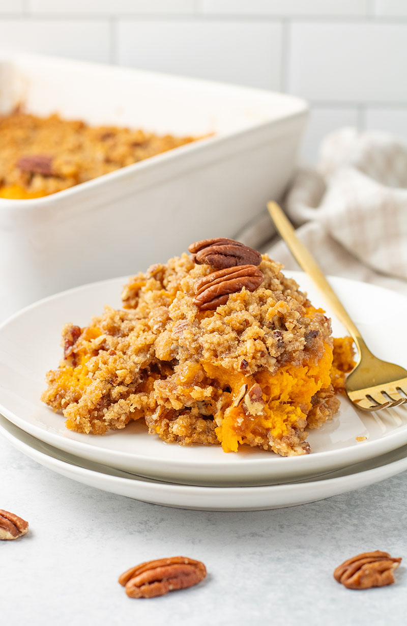 a delicious picture of fresh sweet potato casserole using our Ruth Chris Sweet Potato Casserole Recipe