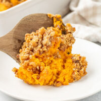 a delicious picture of fresh sweet potato casserole using our Ruth Chris Sweet Potato Casserole Recipe