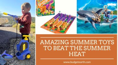 picture of various summer toys to beat the heat, including board games & water games from Goodyear