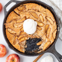 delicious apple pie cobbler recipe in a cast iron pan