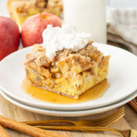 picture of freshly made french toast casserole made to taste like apple pie