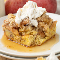 picture of freshly made french toast casserole made to taste like apple pie