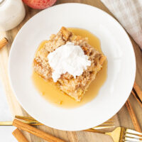 picture of freshly made french toast casserole made to taste like apple pie