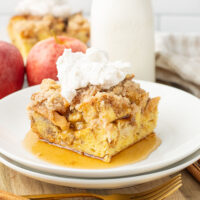 picture of freshly made french toast casserole made to taste like apple pie