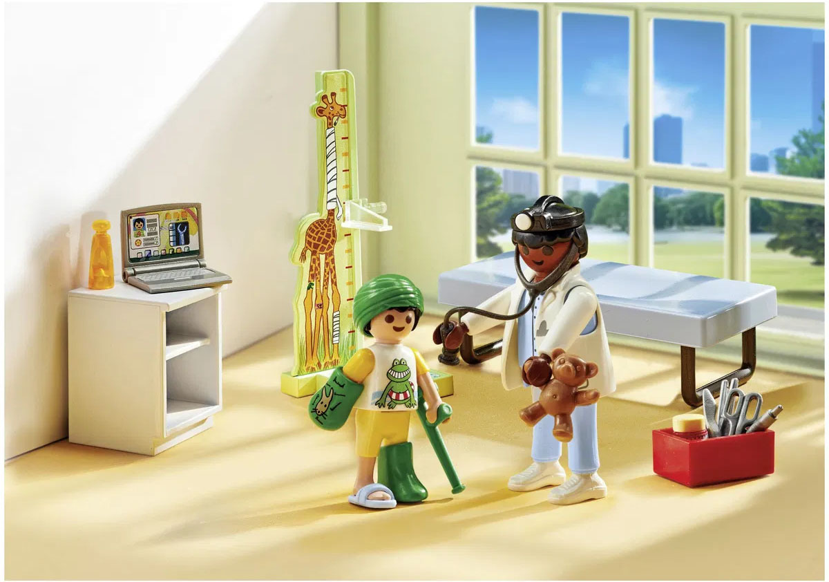 kids toy with kid roleplaying to be a doctor