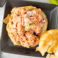 a delicious Air-Fried Salmon Salad sandwhich