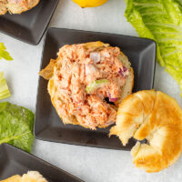 a delicious Air-Fried Salmon Salad sandwhich
