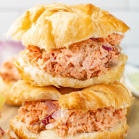 a delicious Air-Fried Salmon Salad sandwhich