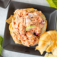 a delicious Air-Fried Salmon Salad sandwhich