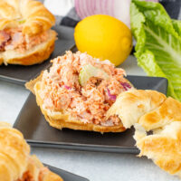 a delicious Air-Fried Salmon Salad sandwhich