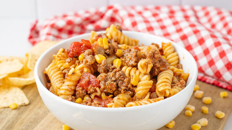 A delicious bowl of Instant Pot Taco Pasta.