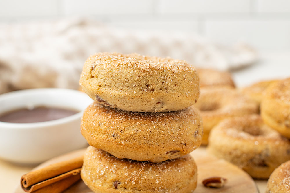 maple pecan donuts donuts in a basket