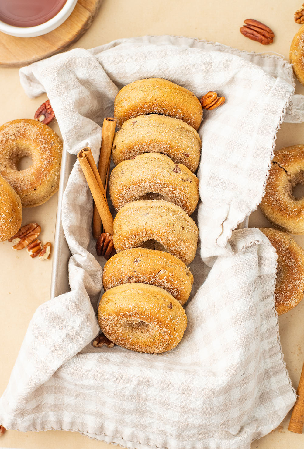 maple pecan donuts donuts in a basket