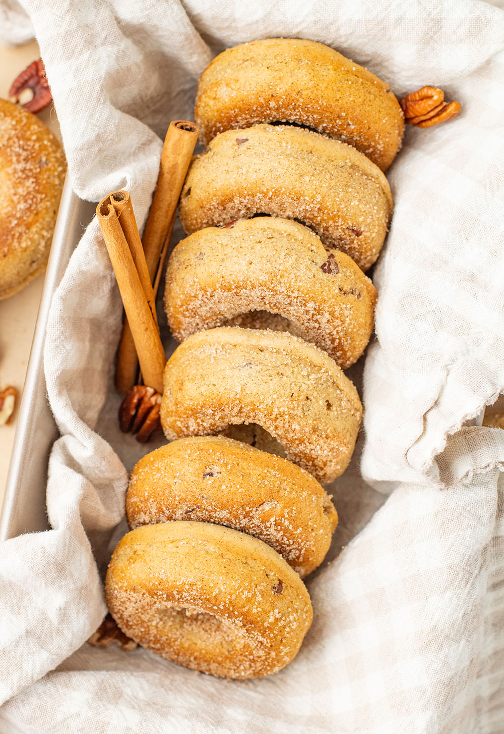 maple pecan donuts donuts in a basket