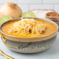 picture of our white chicken chili recipe in a bowl